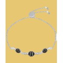 Marcasite & Crystal Oval Link Adjustable Bracelet in Silver-Plate
