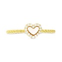 Mother of Pearl & Cubic Zirconia Heart Ring in 14k Gold-Plated Sterling Silver