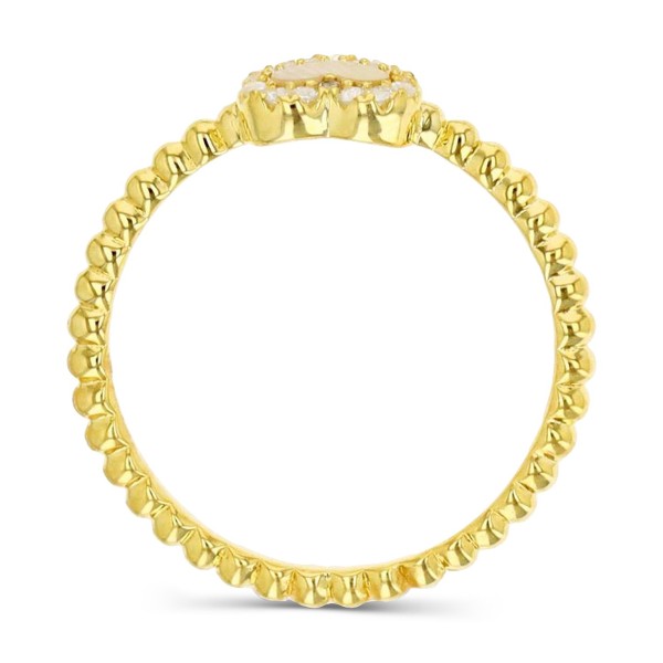 Mother of Pearl & Cubic Zirconia Heart Ring in 14k Gold-Plated Sterling Silver