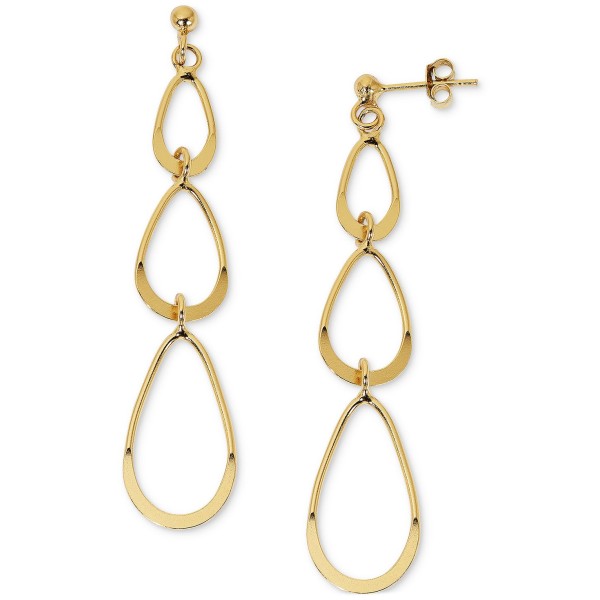 Graduated Teardrop Drop Earrings in 18k Gold-Plated Sterling Silver