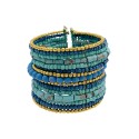 14K Gold Plated Faux Turquoise Mixed Media Beaded Bracelet