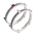 Silver-Tone 2-Pc. Set Christmas Glitter Stretch Bracelets