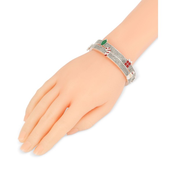 Silver-Tone 2-Pc. Set Christmas Glitter Stretch Bracelets
