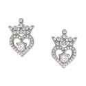 Cubic Zirconia Princess Tiara Heart Stud Earrings in Sterling Silver