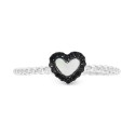 Mother of Pearl & Black Spinel (1/10 ct. t.w.) Heart Ring in Sterling Silver