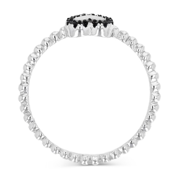 Mother of Pearl & Black Spinel (1/10 ct. t.w.) Heart Ring in Sterling Silver