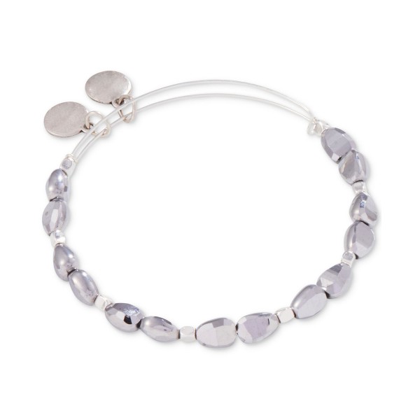 Silver-Tone Irregular Beaded Bangle Bracelet