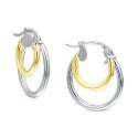 Double Hoop Earrings in Sterling Silver & 18k Gold-Plate