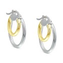 Double Hoop Earrings in Sterling Silver & 18k Gold-Plate