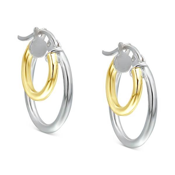 Double Hoop Earrings in Sterling Silver & 18k Gold-Plate