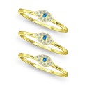 Cubic Zirconia Trio 18K Gold Plate & Silver Plate Stack Ring, Set of 3 Rings