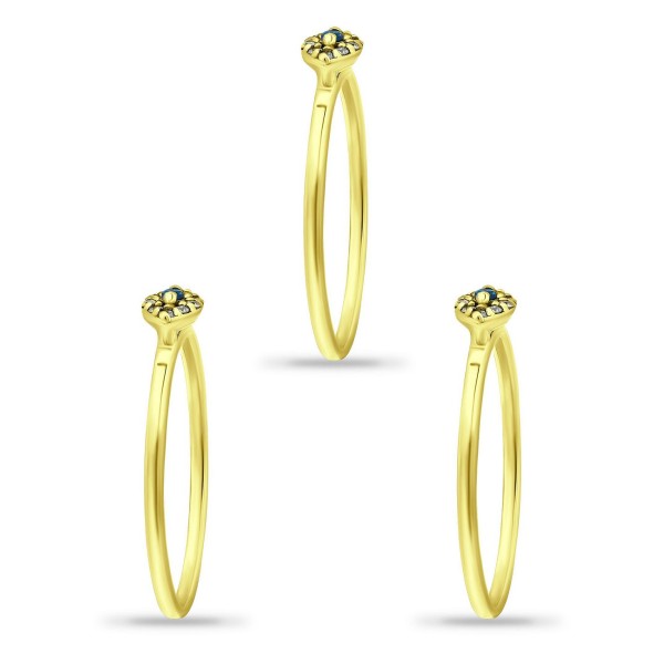 Cubic Zirconia Trio 18K Gold Plate & Silver Plate Stack Ring, Set of 3 Rings