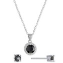 2-Pc. Set Crystal & Cubic Zirconia Halo Pendant Necklace & Solitaire Stud Earrings