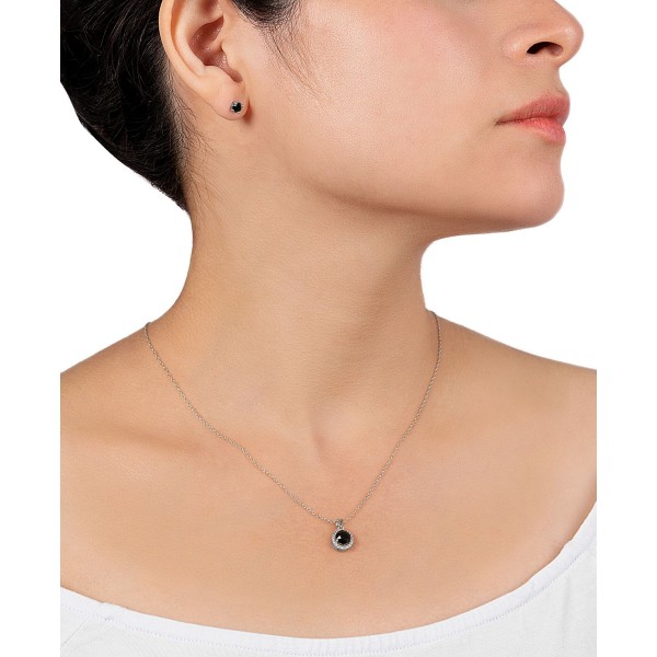 2-Pc. Set Crystal & Cubic Zirconia Halo Pendant Necklace & Solitaire Stud Earrings