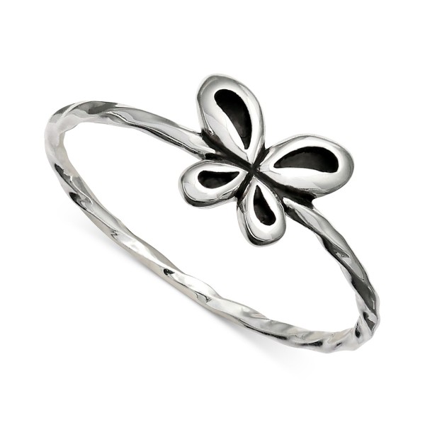 Butterfly Oxidized Twist Band Ring in Sterling Silver