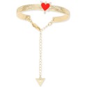 Gold-Tone Red Heart Cuff Bracelet