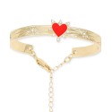 Gold-Tone Red Heart Cuff Bracelet