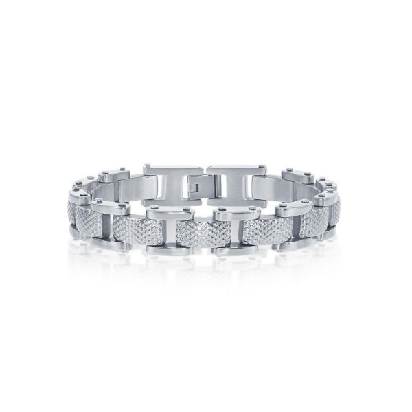 Men's Stainless Steel Linked Grid Design Bracelet