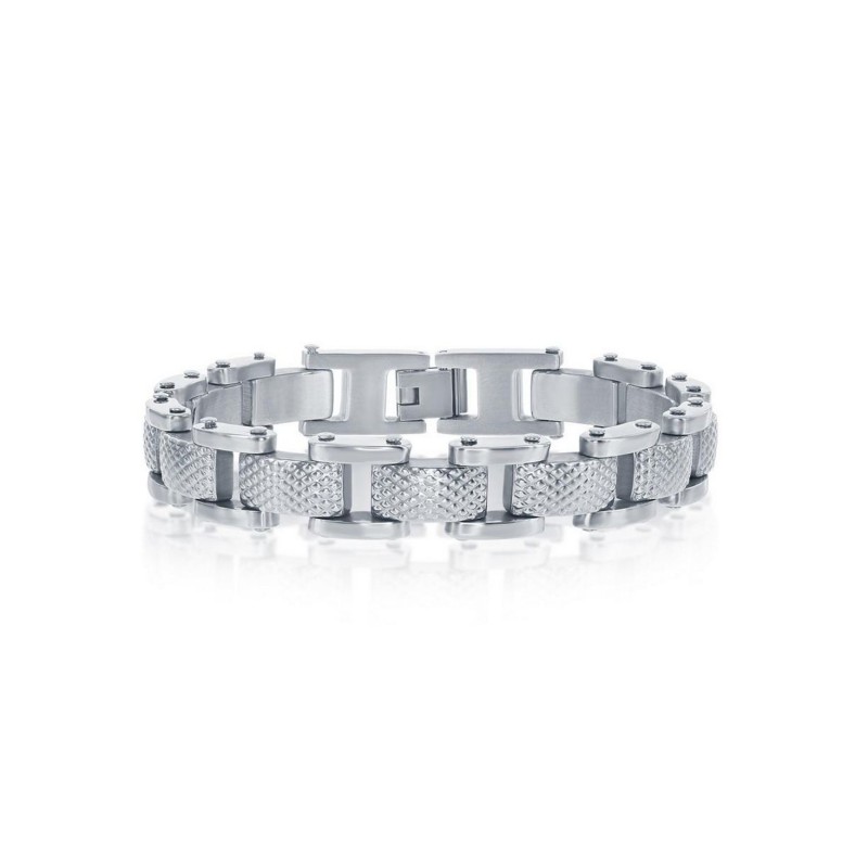 Men's Stainless Steel Linked Grid Design Bracelet
