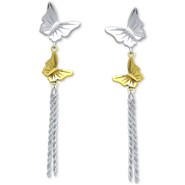 Double Butterfly Chain Drop Earrings