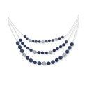 Silver-Tone Mixed Stone Beaded Layered Collar Necklace, 16