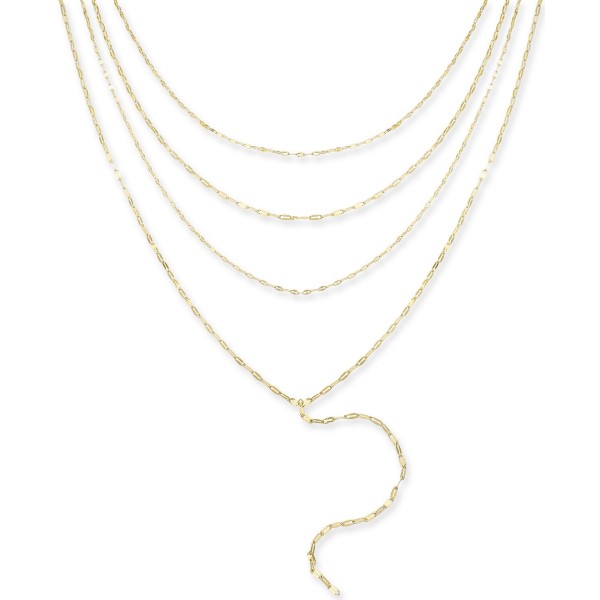 Gold-Tone Shimmer Chain Multi-Row Necklace, 16