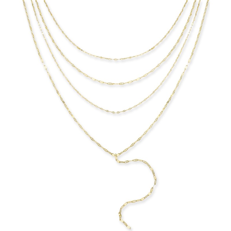 Gold-Tone Shimmer Chain Multi-Row Necklace, 16