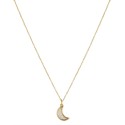 14K Gold Two Tone Flash-Plated Brass Cubic Zirconia Moon