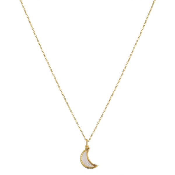 14K Gold Two Tone Flash-Plated Brass Cubic Zirconia Moon