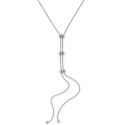 Silver-Tone Pavé Rondelle Bead Lariat Necklace, 19