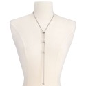 Silver-Tone Pavé Rondelle Bead Lariat Necklace, 19