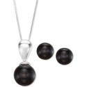 2-Pc. Set Onyx (10 & 12mm) Pendant Necklace and Matching Stud Earrings in Sterling Silver
