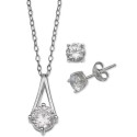2-Pc. Set Cubic Zirconia Pendant Necklace and Stud Earrings in Sterling Silver