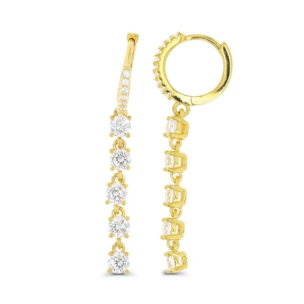 Dangling Huggie Earrings in 14K Gold Plated Sterling Silver