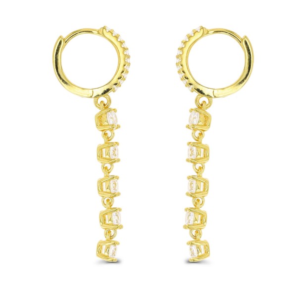 Dangling Huggie Earrings in 14K Gold Plated Sterling Silver