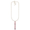 Faceted Color Stone Double Chain Long Lariat Necklace, 27