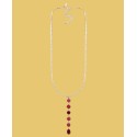 Faceted Color Stone Double Chain Long Lariat Necklace, 27
