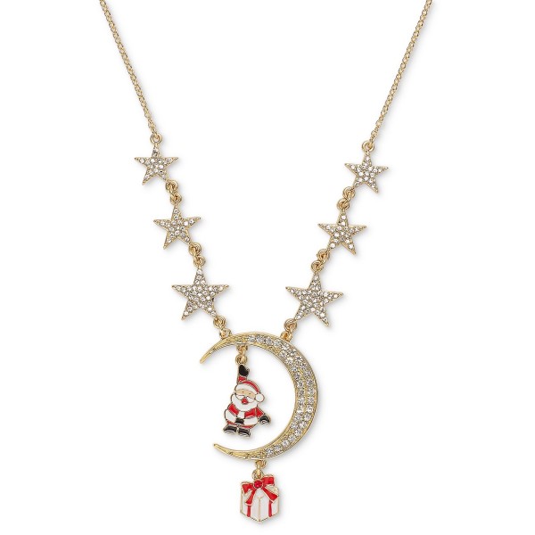 Gold-Tone Star, Moon Necklace, 18