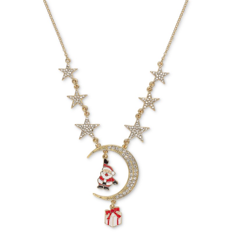 Gold-Tone Star, Moon Necklace, 18