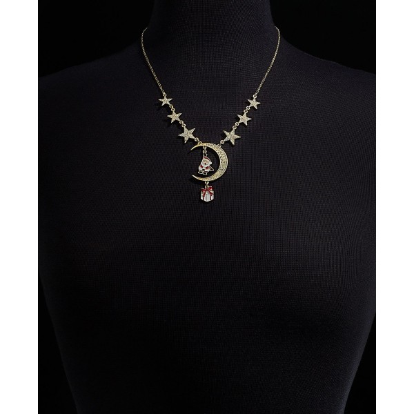 Gold-Tone Star, Moon Necklace, 18